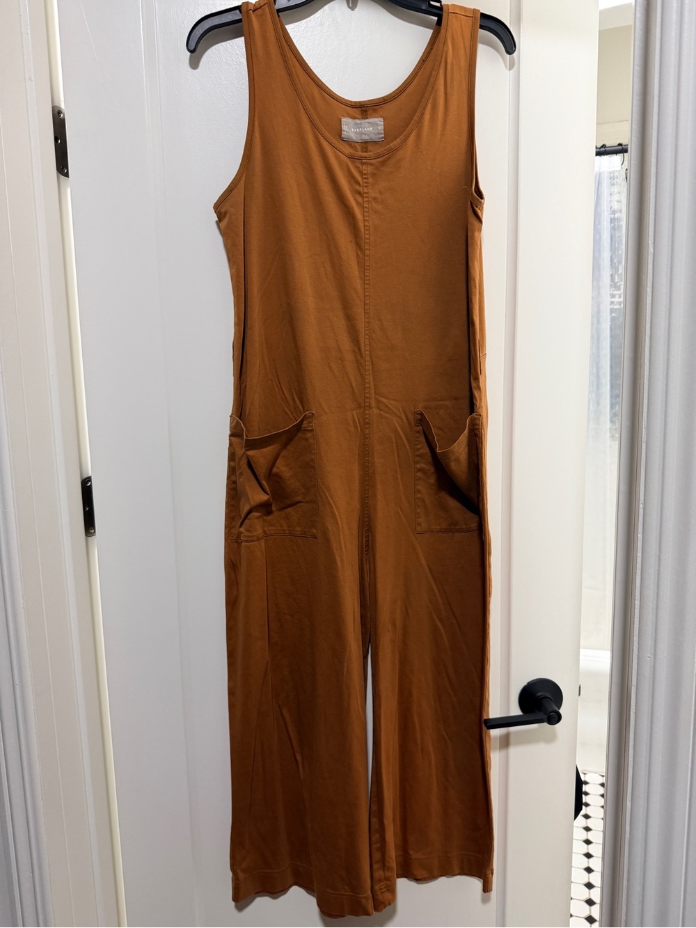 Everlane Rust Brown Sleeveless Wide-Leg Jumpsuit with Pockets